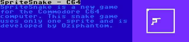 SpriteSnake - C64 | SpriteSnake is a new game for the Commodore C64 computer. This snake game uses only one sprite and is developed by Oziphantom.