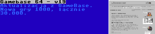 Gamebase 64 - v19 | Aktualizacja z GameBase. Nowa gry 1000, łącznie 30.000.